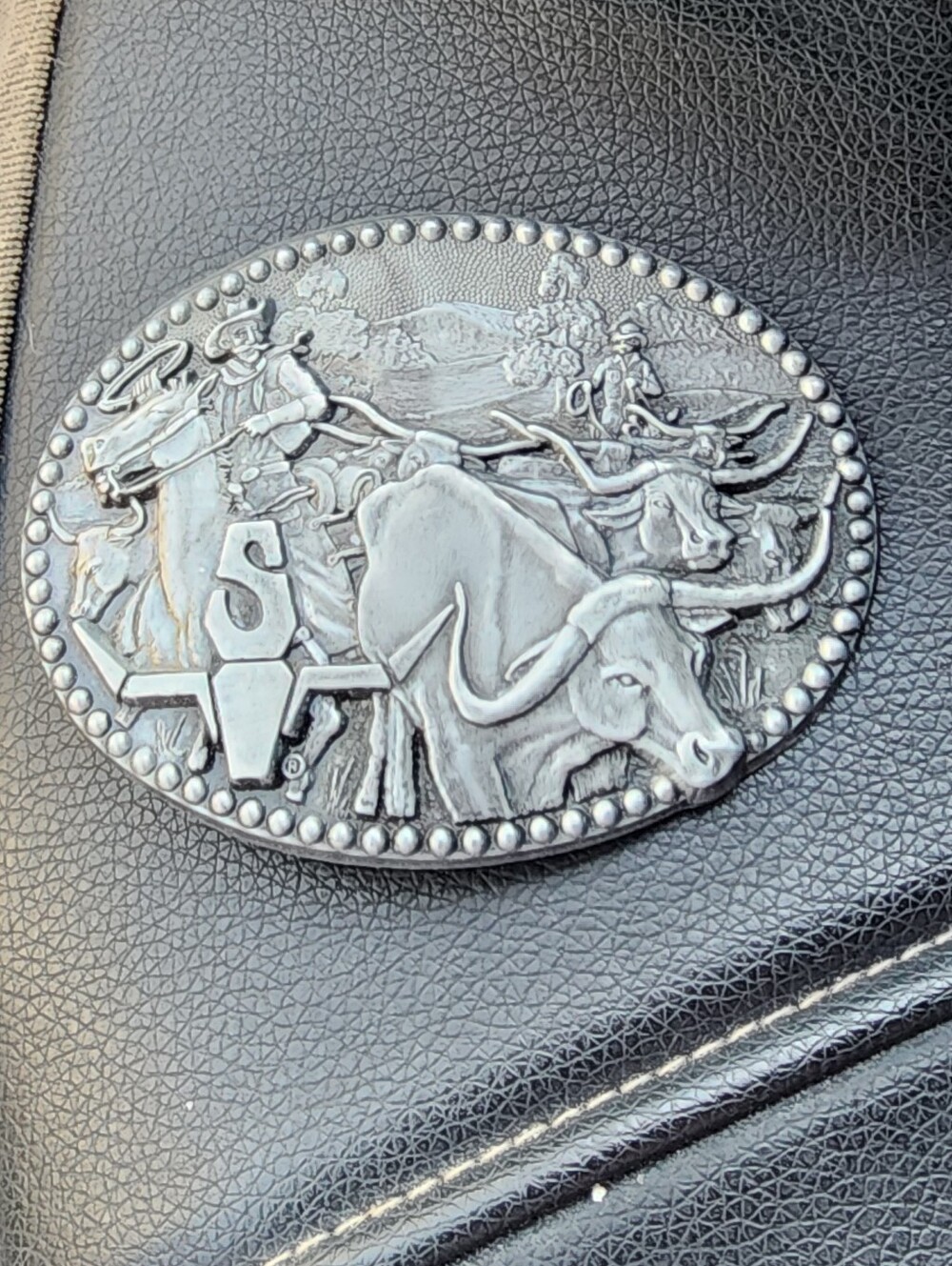 Western Longhorn Ox Belt Buckle - Silver Tone